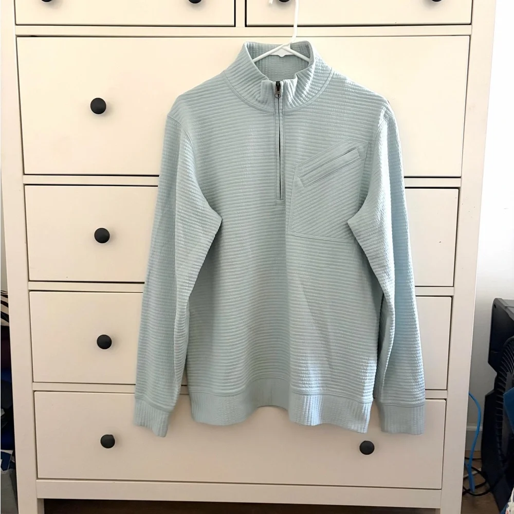 BILLY REID quilted half zip sweater pale blue size M